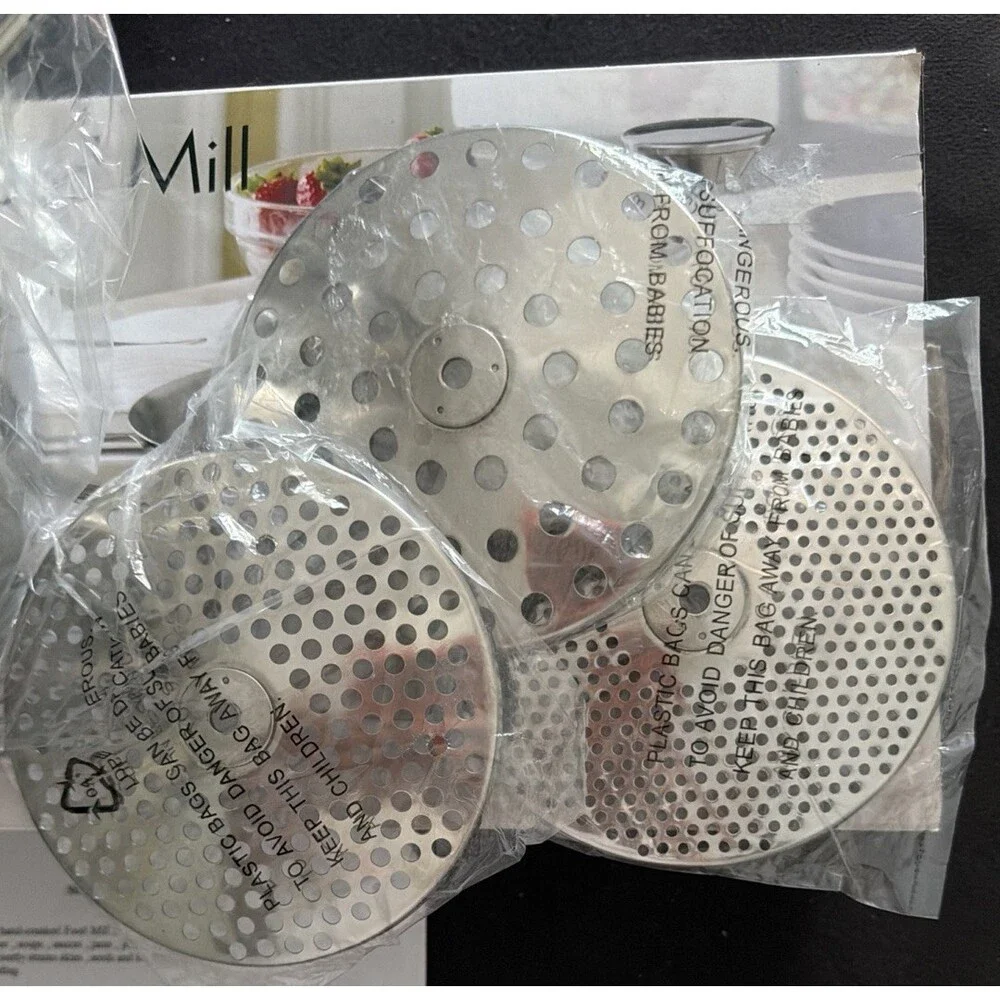 Food Mill  Stainless Steel Food Mill 1.26-Quart with Hand Crank and 3 Grindi New